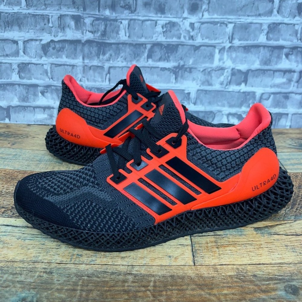 Adidas Ultra 4D 5.0 Black Solar Red Gray Sneakers Shoes Mens Size 12 Rare